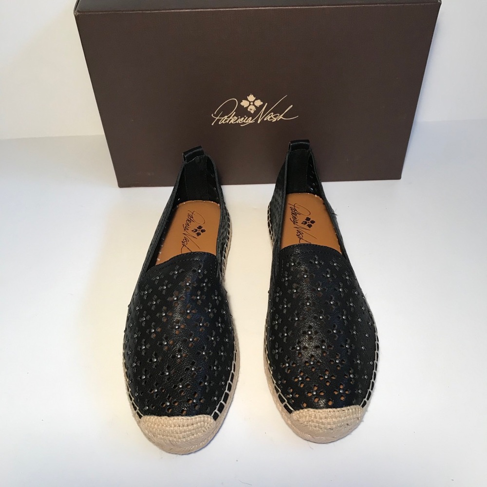 Patricia Nash Black Elena Perforated Espadrille Flats